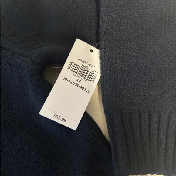 Navy Blue Kids Cardigan with Holiday Trucks Design NWT - Picture 4 of 5